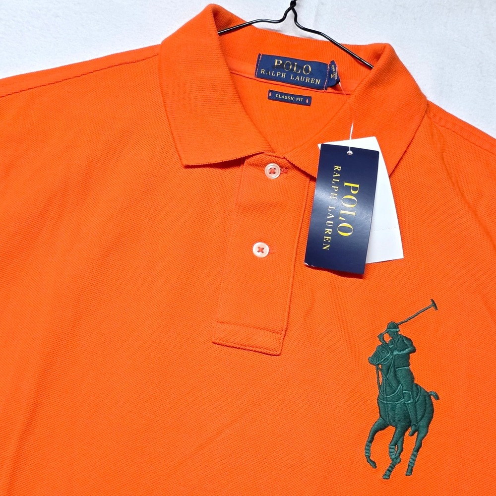 Polo Ralph Lauren Polo Shirt Men's M Orange Big Pony Classic Fit Short Sleeve